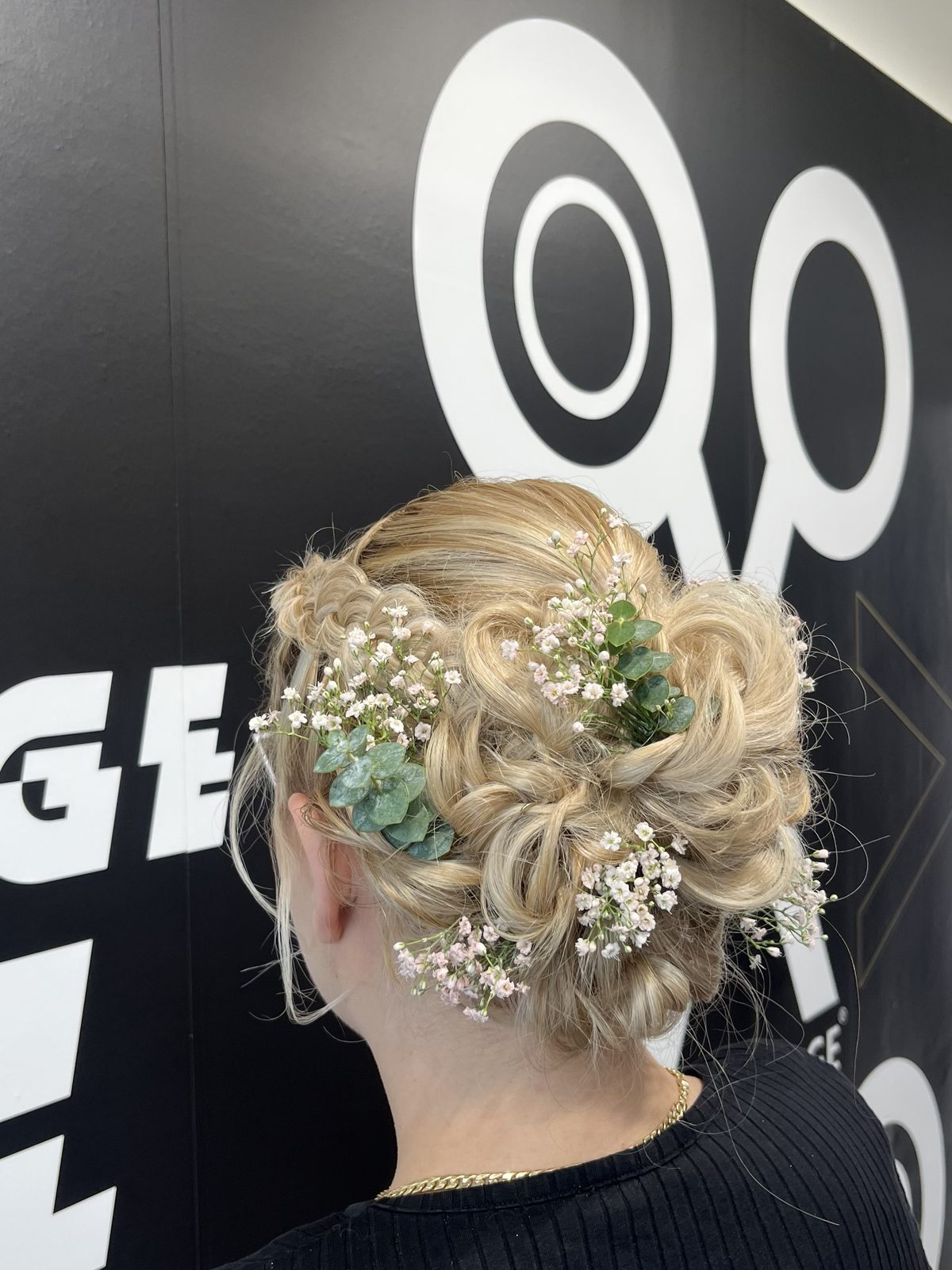 Floral updo at HAIRLODGE, bridal and special occasions