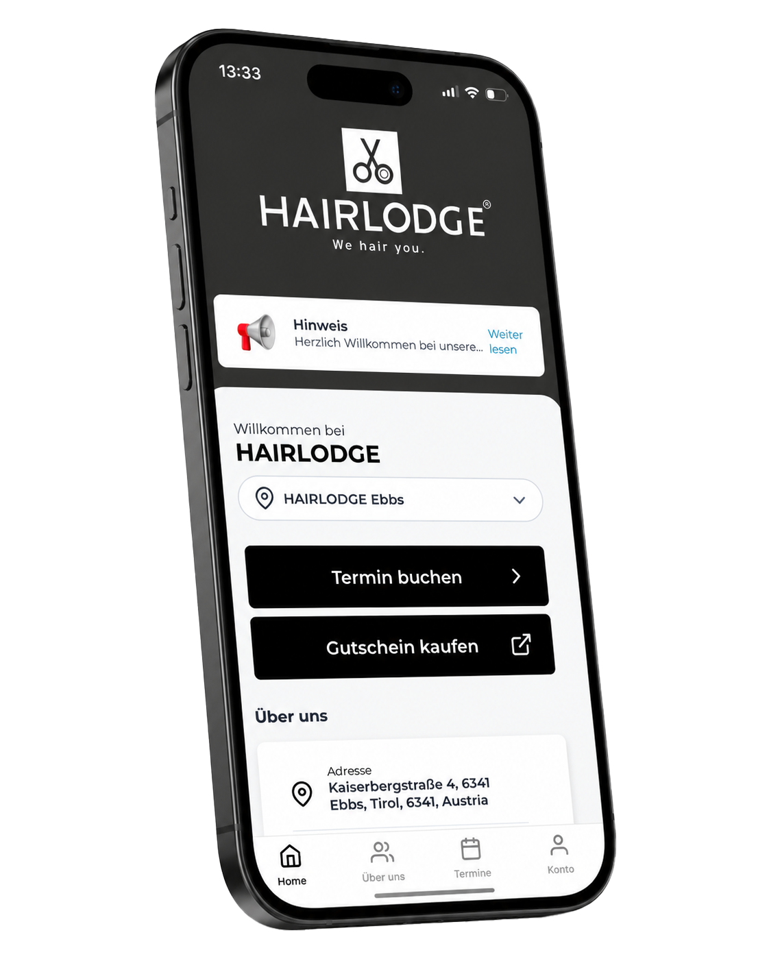 Die HAIRLODGE App auf dem Smartphone — Termin buchen und Treuepunkte sammeln